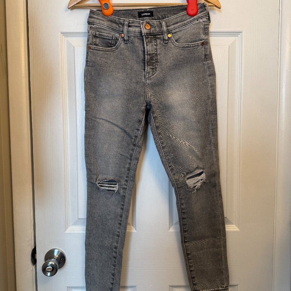 Express Cropped Skinny Mid Rise Jeans